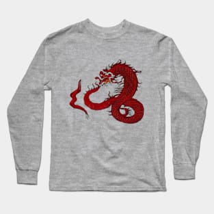 red dragon with beige background Long Sleeve T-Shirt